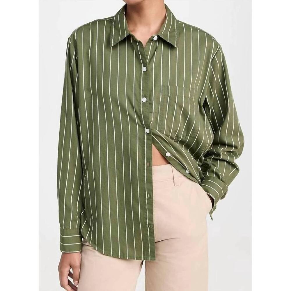 NEW DAZE halle button down top in green